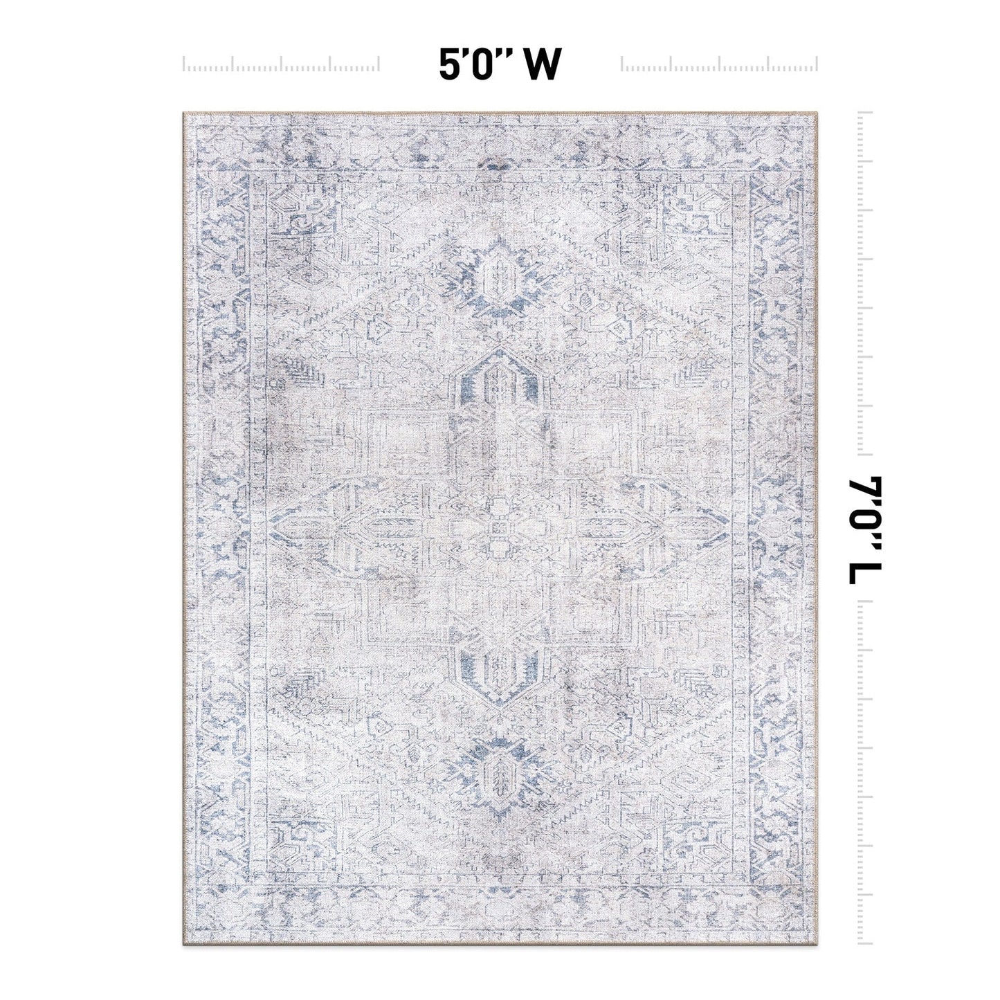 World Rug Gallery Vintage Boho Medallion Machine Washable Non Slip Area Rug