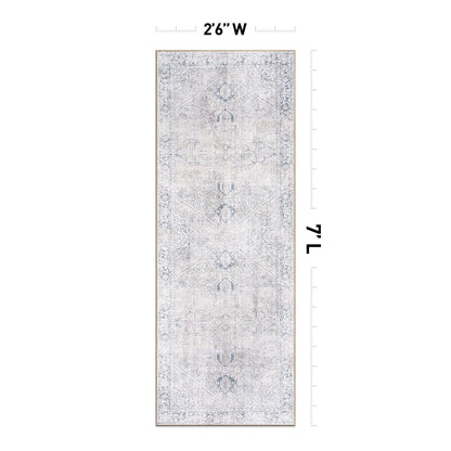 World Rug Gallery Vintage Boho Medallion Machine Washable Non Slip Area Rug