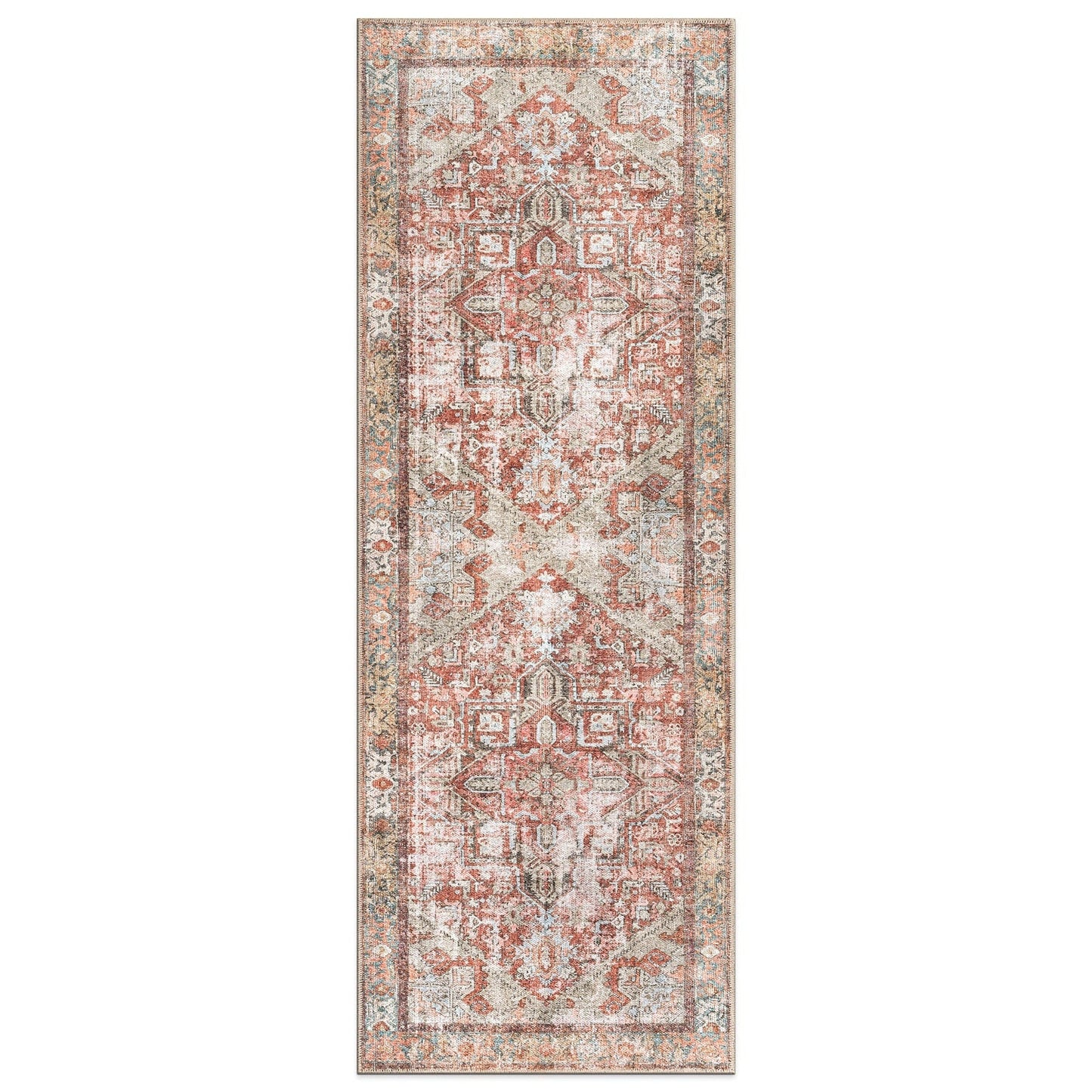 World Rug Gallery Vintage Boho Medallion Machine Washable Non Slip Area Rug