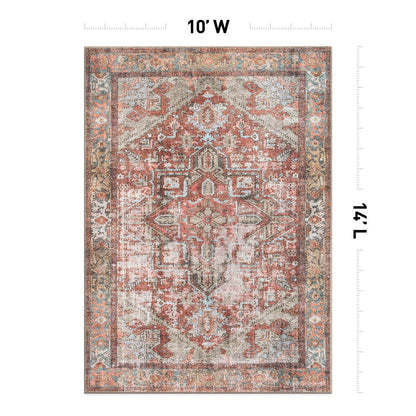 World Rug Gallery Vintage Boho Medallion Machine Washable Non Slip Area Rug