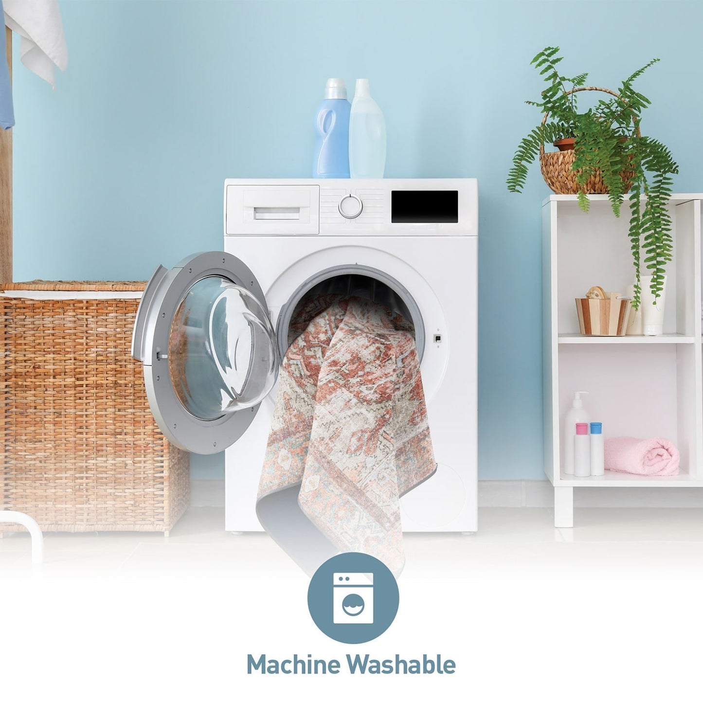 World Rug Gallery Vintage Boho Medallion Machine Washable Non Slip Area Rug