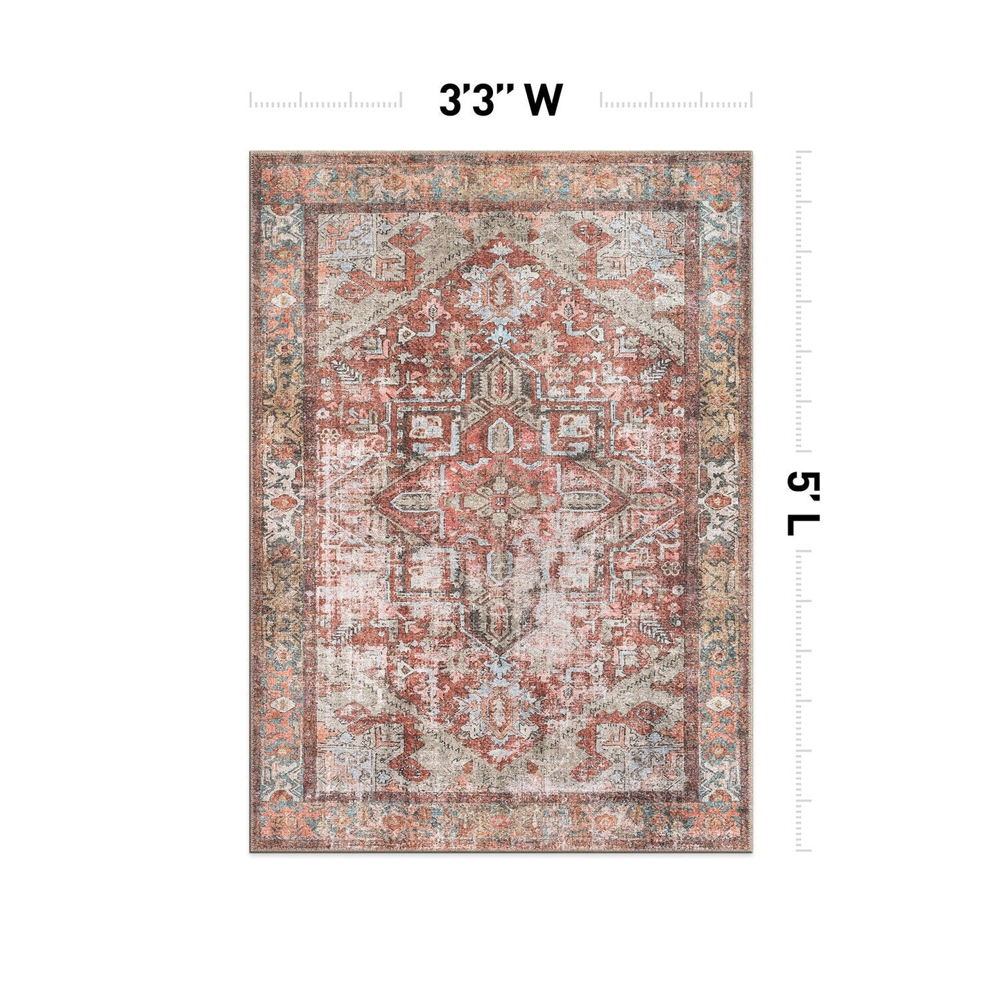 World Rug Gallery Vintage Boho Medallion Machine Washable Non Slip Area Rug