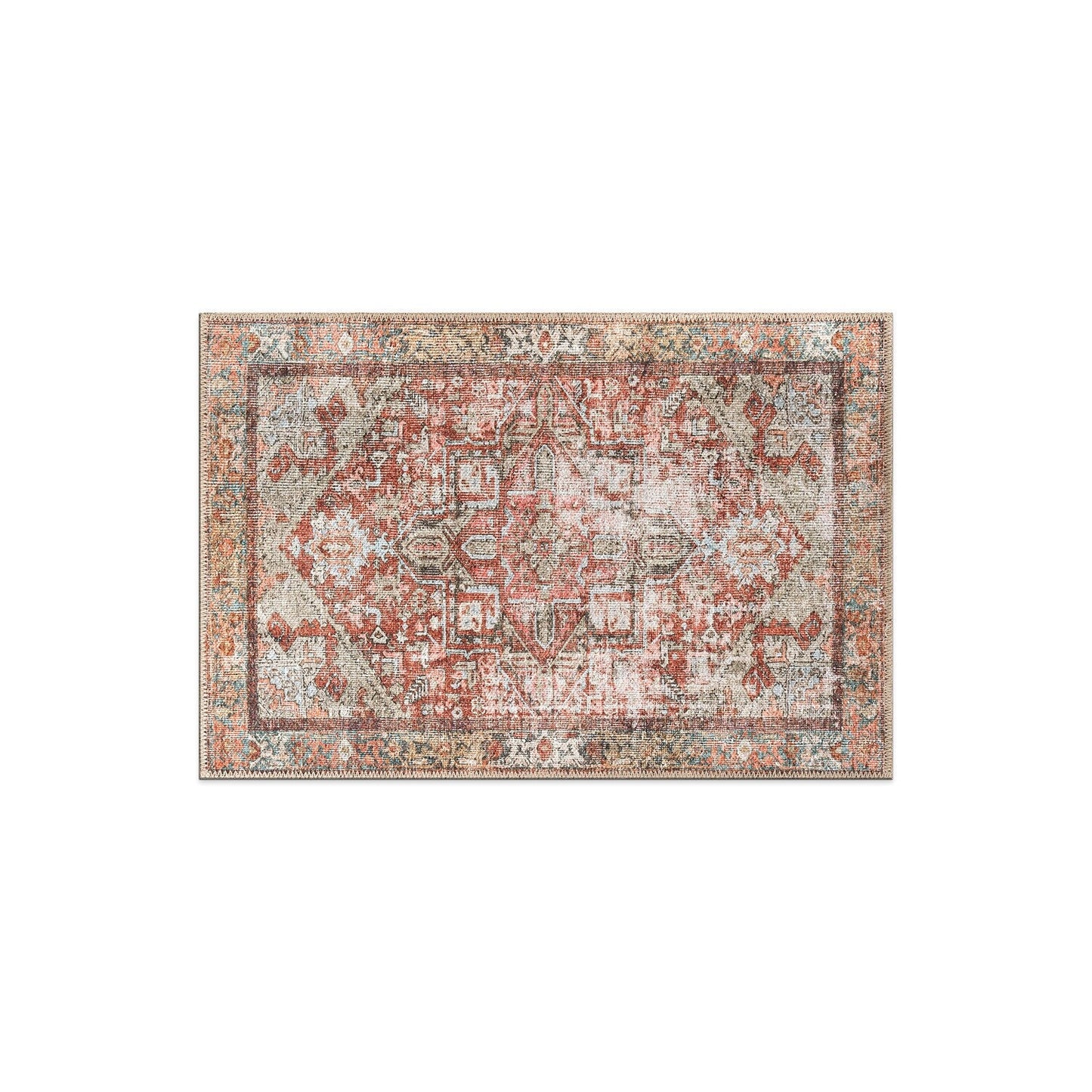 World Rug Gallery Vintage Boho Medallion Machine Washable Non Slip Area Rug