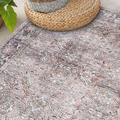 World Rug Gallery Vintage Distressed Machine Washable Non Slip Area Rug