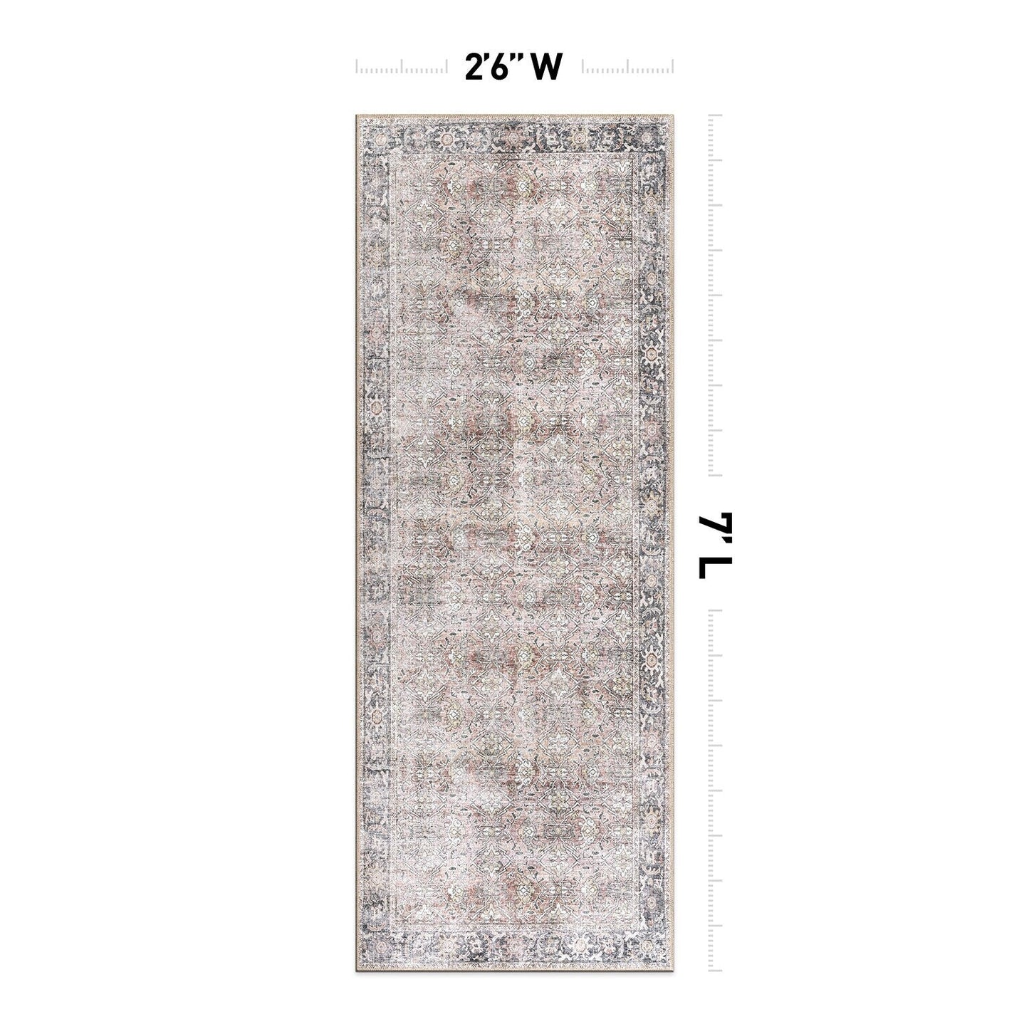 World Rug Gallery Vintage Distressed Machine Washable Non Slip Area Rug