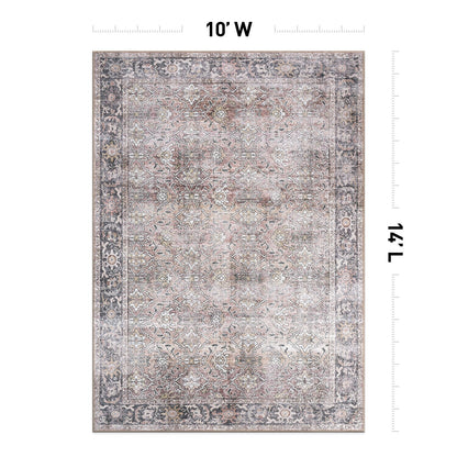 World Rug Gallery Vintage Distressed Machine Washable Non Slip Area Rug