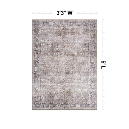 World Rug Gallery Vintage Distressed Machine Washable Non Slip Area Rug