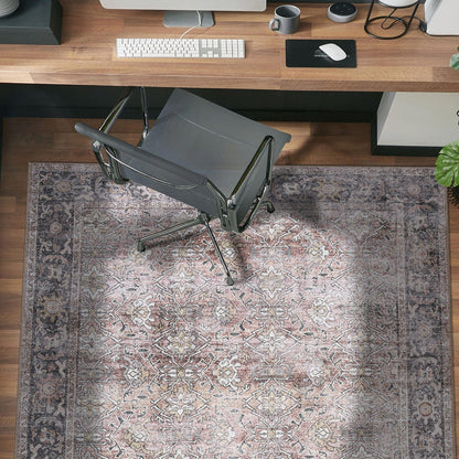 World Rug Gallery Vintage Distressed Machine Washable Non Slip Area Rug