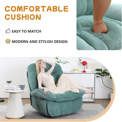 Fauteuil inclinable pivotant XINMICS, fauteuil inclinable oscillant massant avec chauffage, USB, USB-C et poche latérale