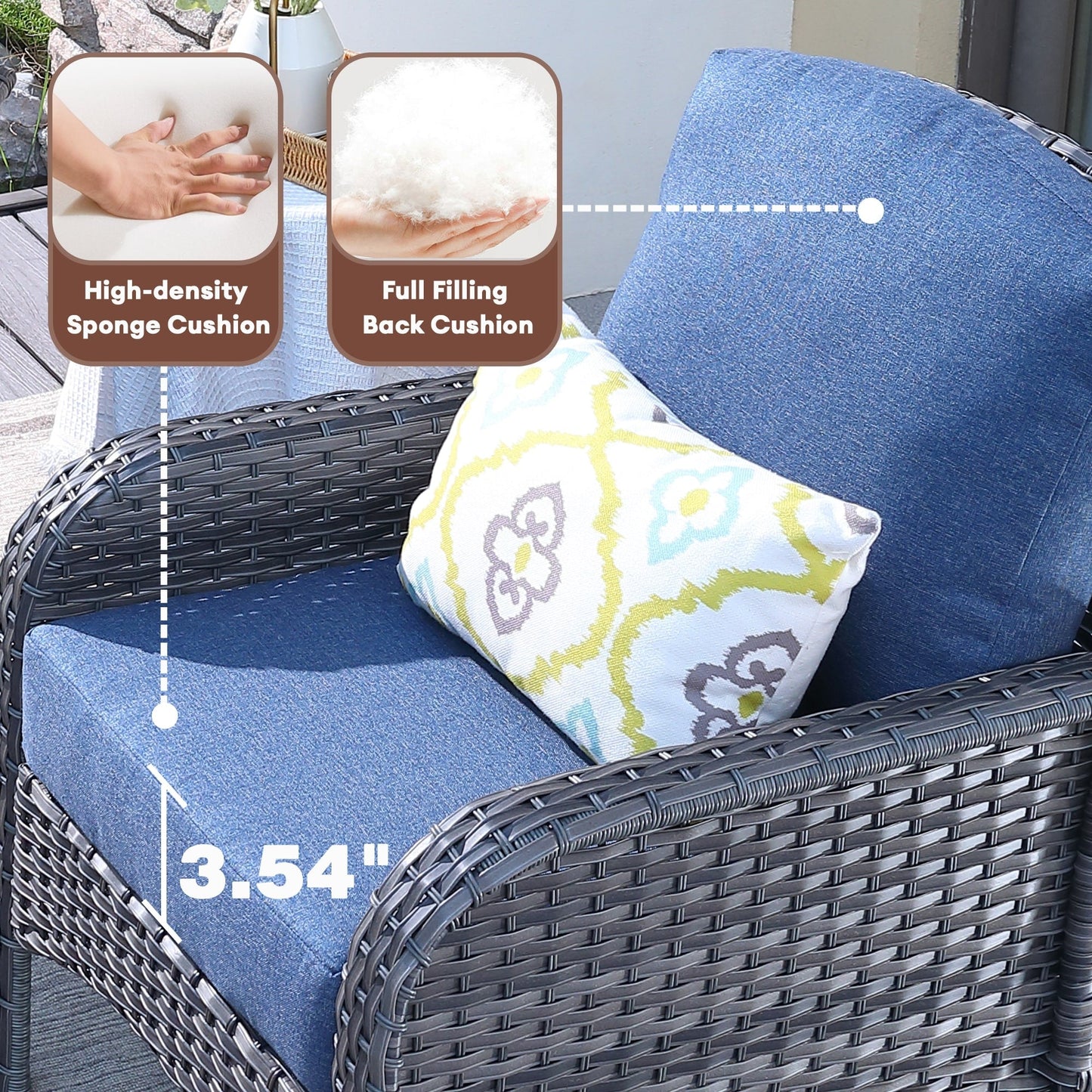 Ensemble de meubles de jardin d'extérieur XIZZI 4 pièces pour conversation avec table