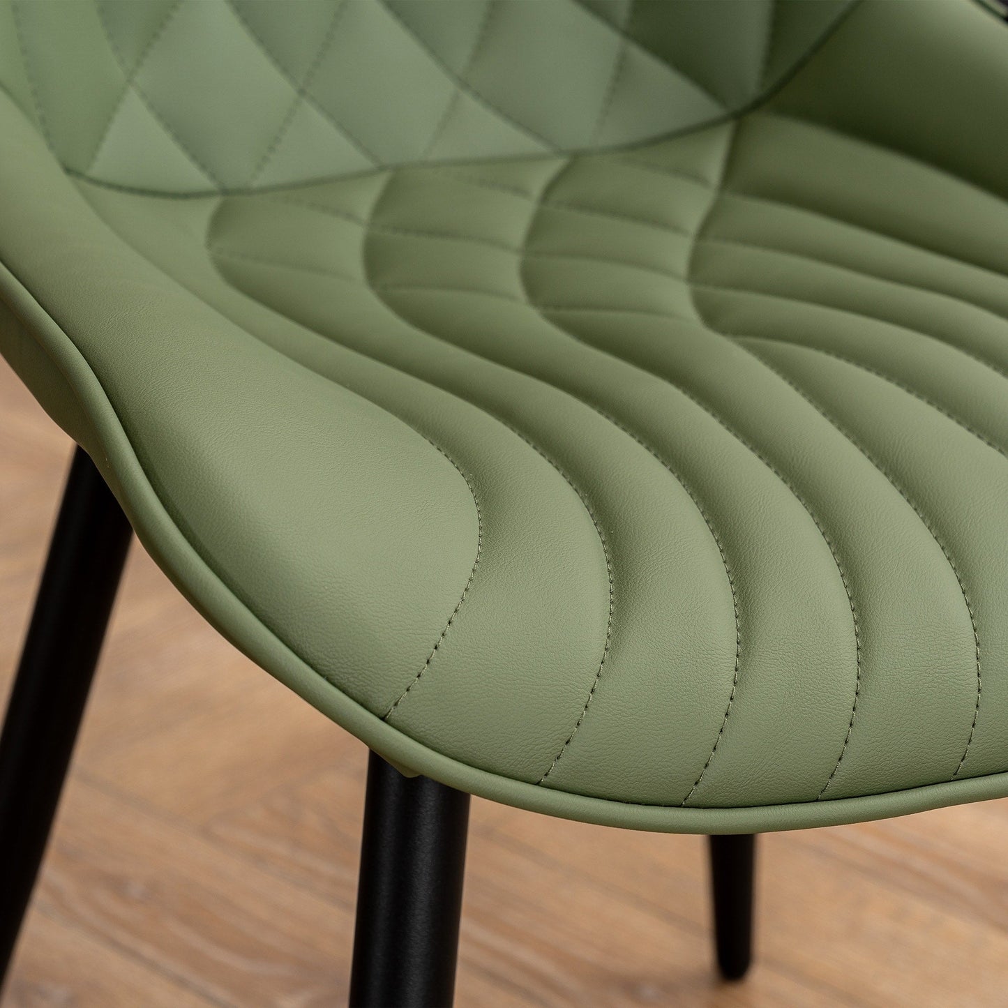 Lot de 2 chaises de salle à manger modernes en cuir capitonné sans accoudoirs