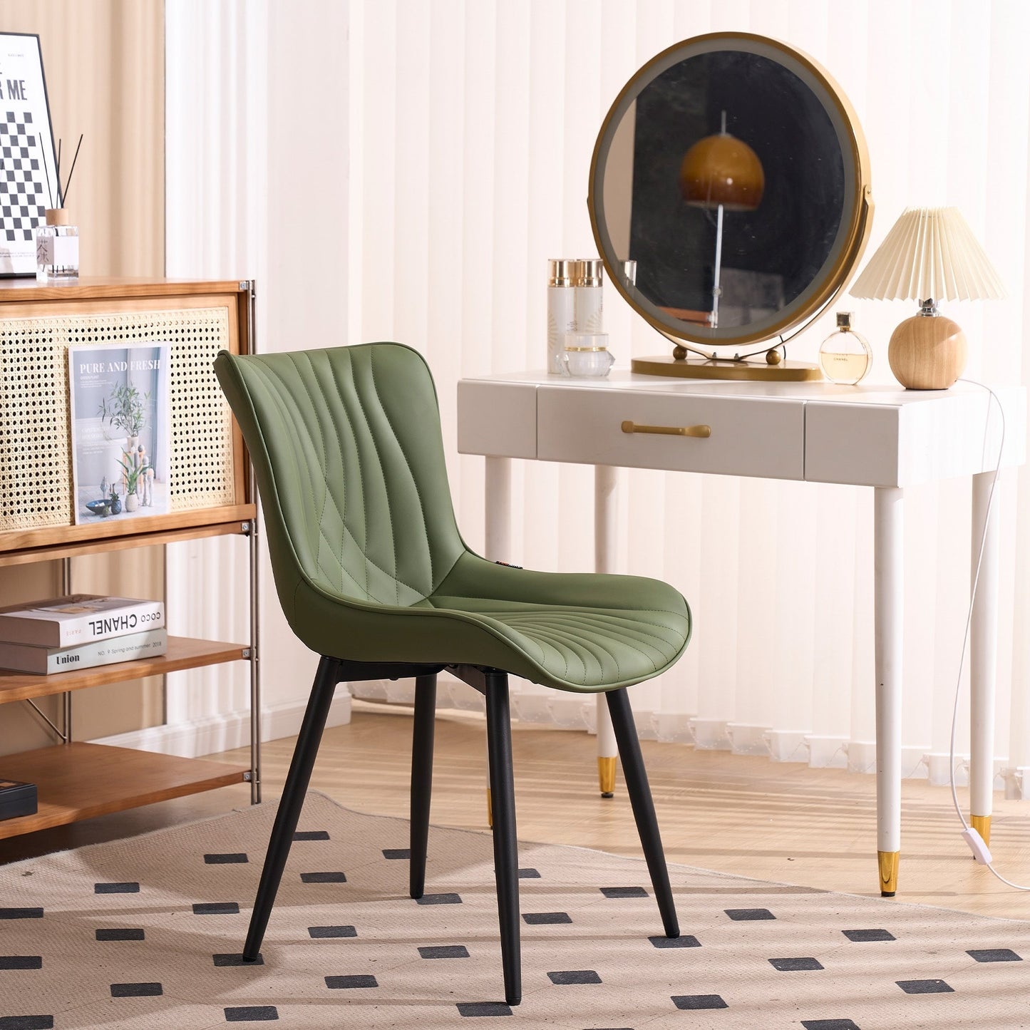 Lot de 2 chaises de salle à manger modernes en cuir capitonné sans accoudoirs