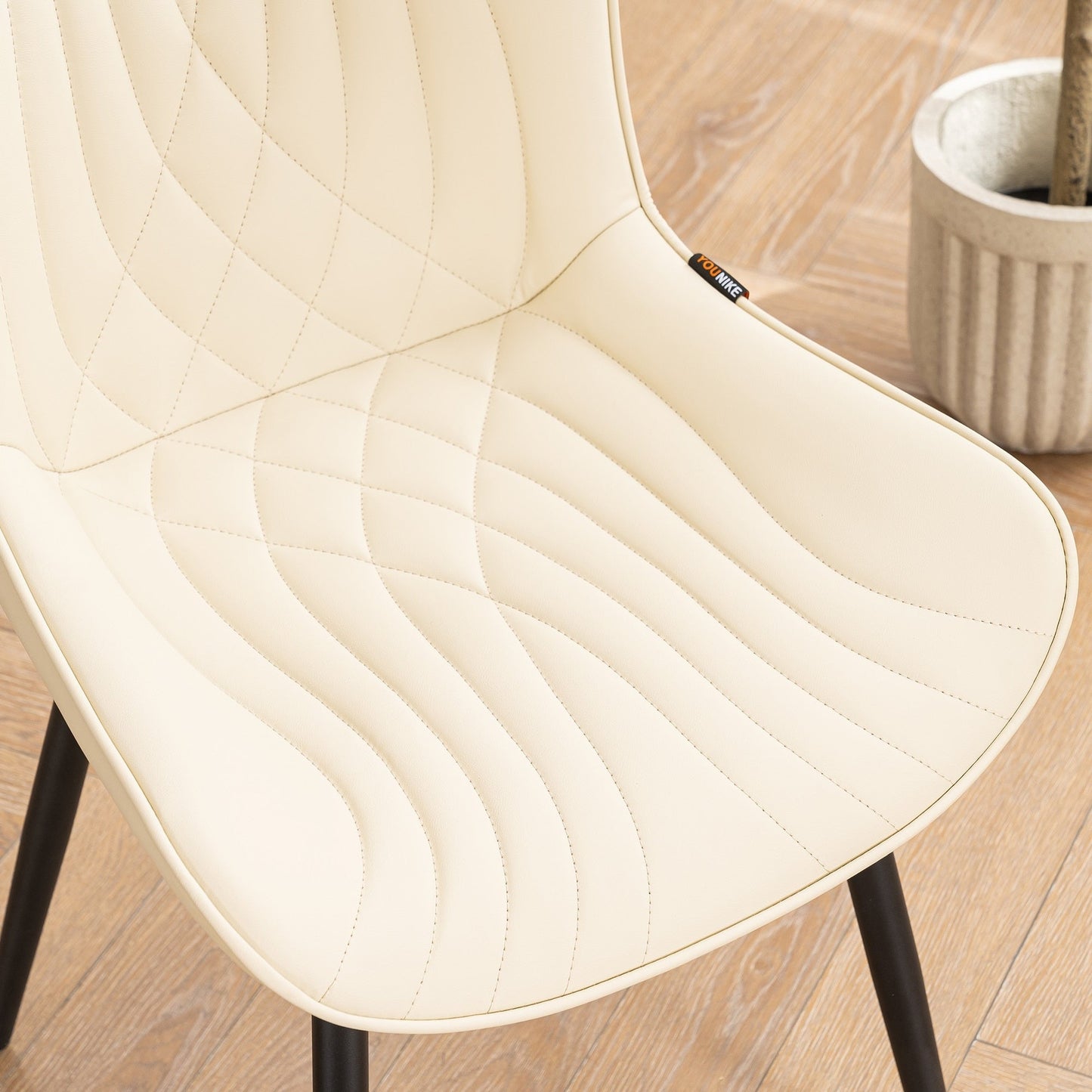 Lot de 2 chaises de salle à manger modernes en cuir capitonné sans accoudoirs