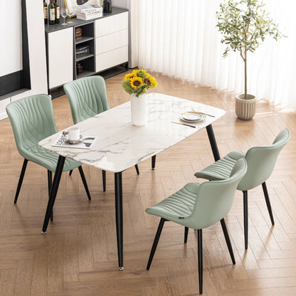 Lot de 2 chaises de salle à manger modernes en cuir capitonné sans accoudoirs