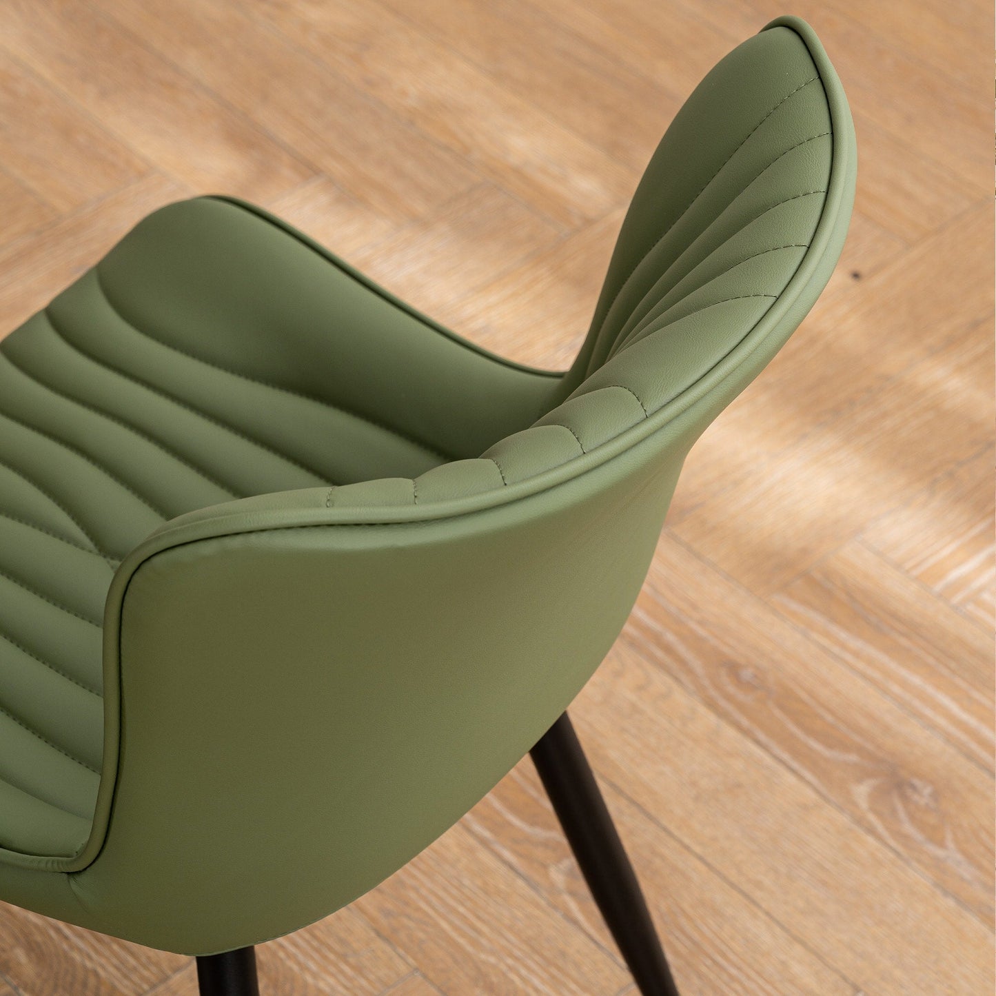 Lot de 2 chaises de salle à manger modernes en cuir capitonné sans accoudoirs