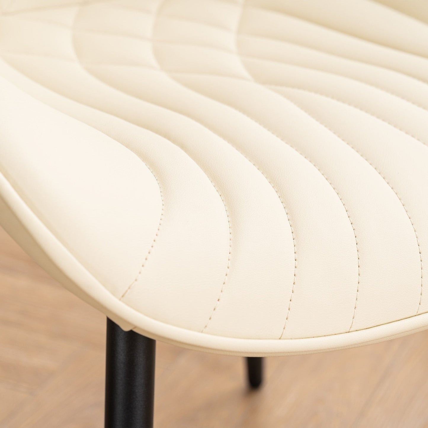 Lot de 2 chaises de salle à manger modernes en cuir capitonné sans accoudoirs