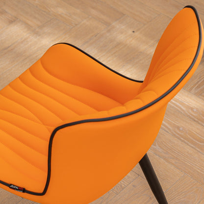 Lot de 2 chaises de salle à manger modernes en cuir capitonné sans accoudoirs