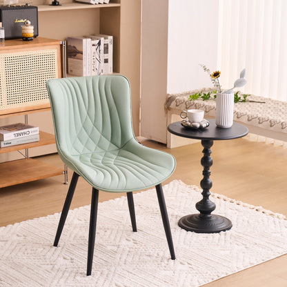 Lot de 2 chaises de salle à manger modernes en cuir capitonné sans accoudoirs