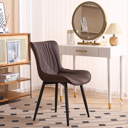 Lot de 2 chaises de salle à manger modernes en cuir capitonné sans accoudoirs