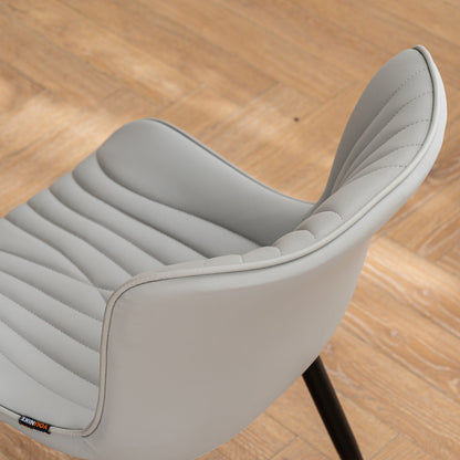 Lot de 2 chaises de salle à manger modernes en cuir capitonné sans accoudoirs