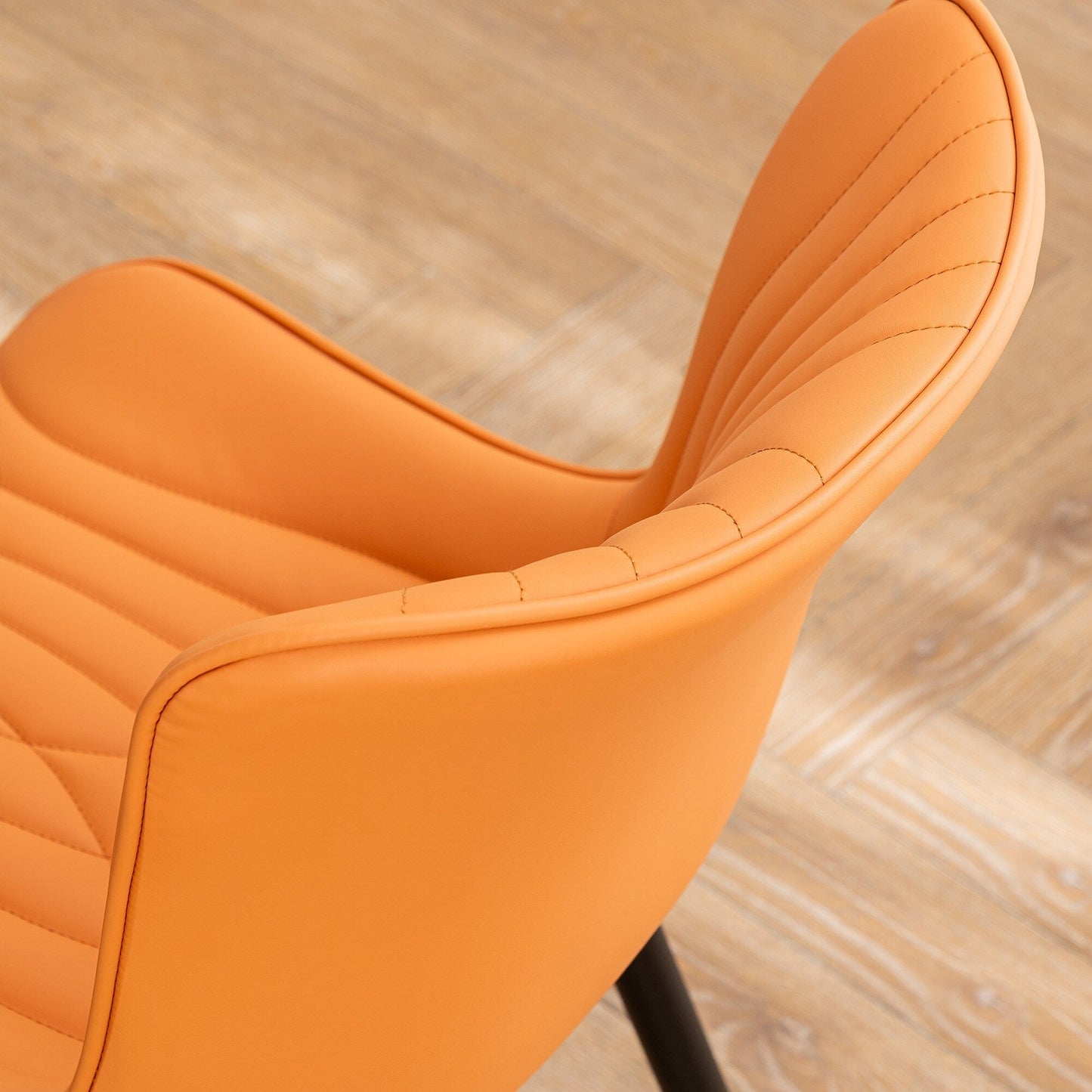 Lot de 2 chaises de salle à manger modernes en cuir capitonné sans accoudoirs