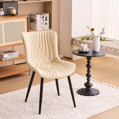 Lot de 2 chaises de salle à manger modernes en cuir capitonné sans accoudoirs