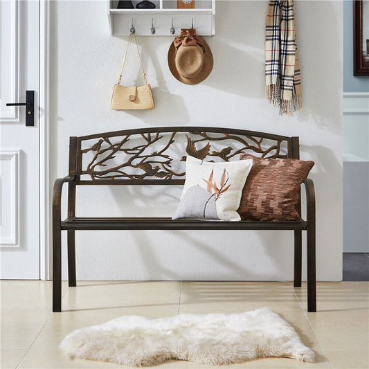 Yaheetech Banc de jardin de patio pour extérieur, chaise de porche en métal - N/A