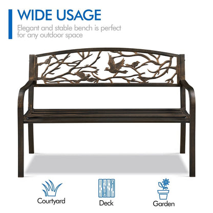 Yaheetech Banc de jardin de patio pour extérieur, chaise de porche en métal - N/A