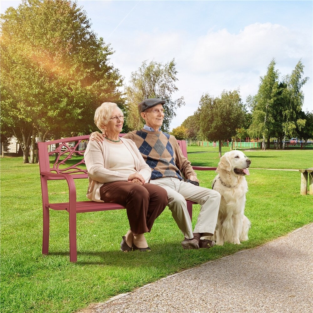 Yaheetech Banc de jardin de patio pour extérieur, chaise de porche en métal - N/A