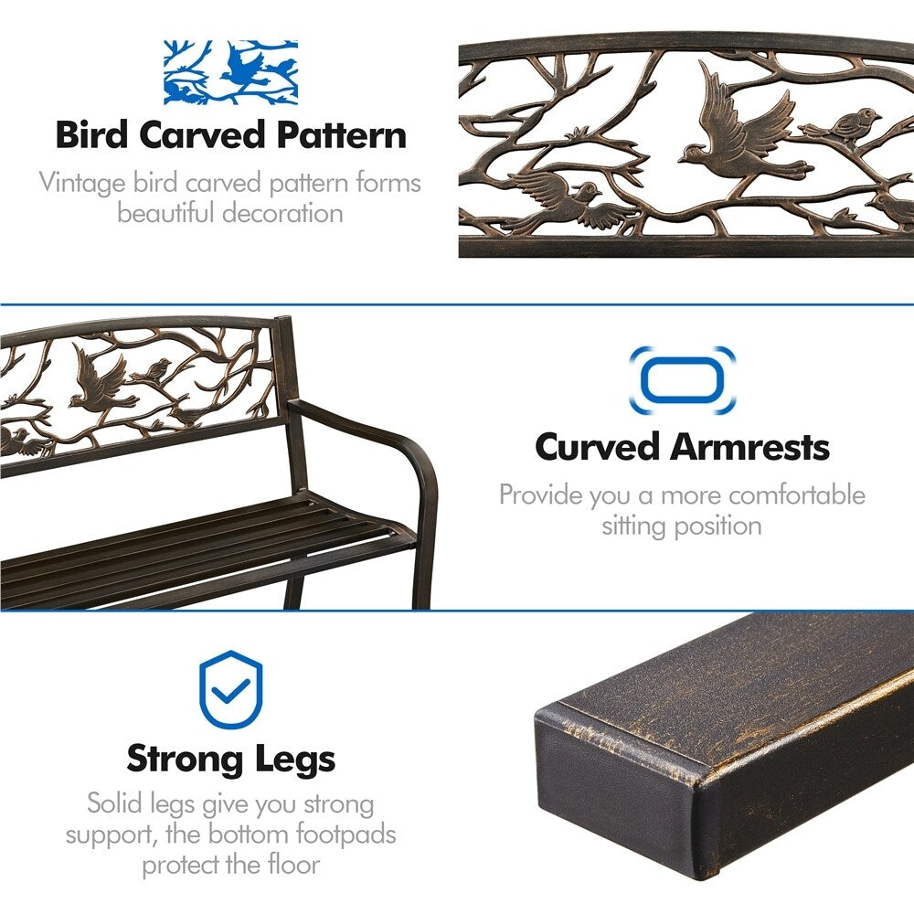 Yaheetech Banc de jardin de patio pour extérieur, chaise de porche en métal - N/A