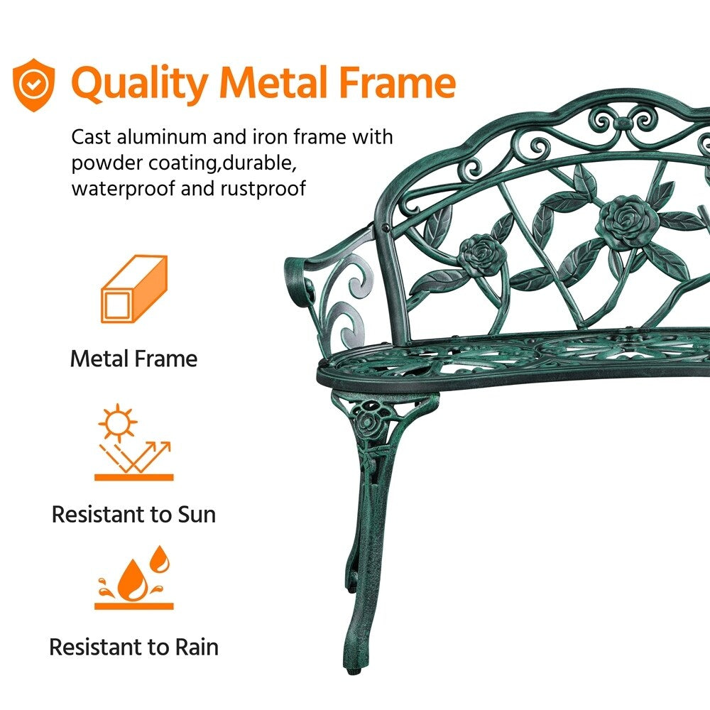 Yaheetech Banc extérieur en métal pour terrasse, parc, jardin - N/A