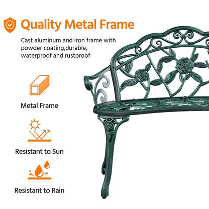 Yaheetech Banc extérieur en métal pour terrasse, parc, jardin - N/A