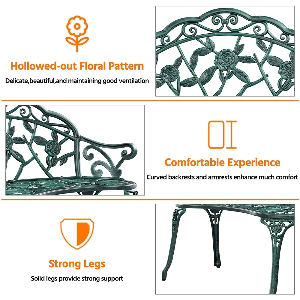 Yaheetech Banc extérieur en métal pour terrasse, parc, jardin - N/A