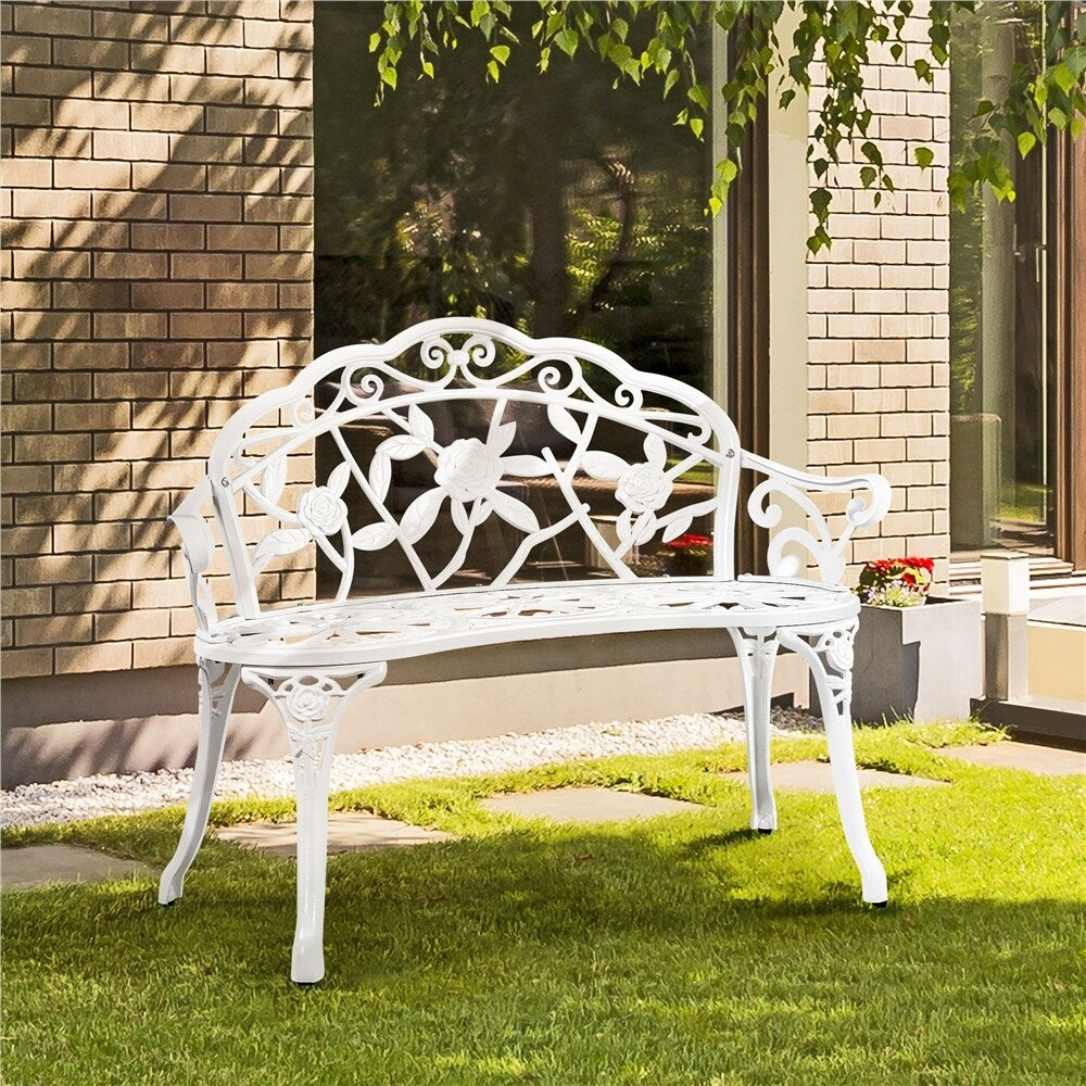 Yaheetech Banc extérieur en métal pour terrasse, parc, jardin - N/A