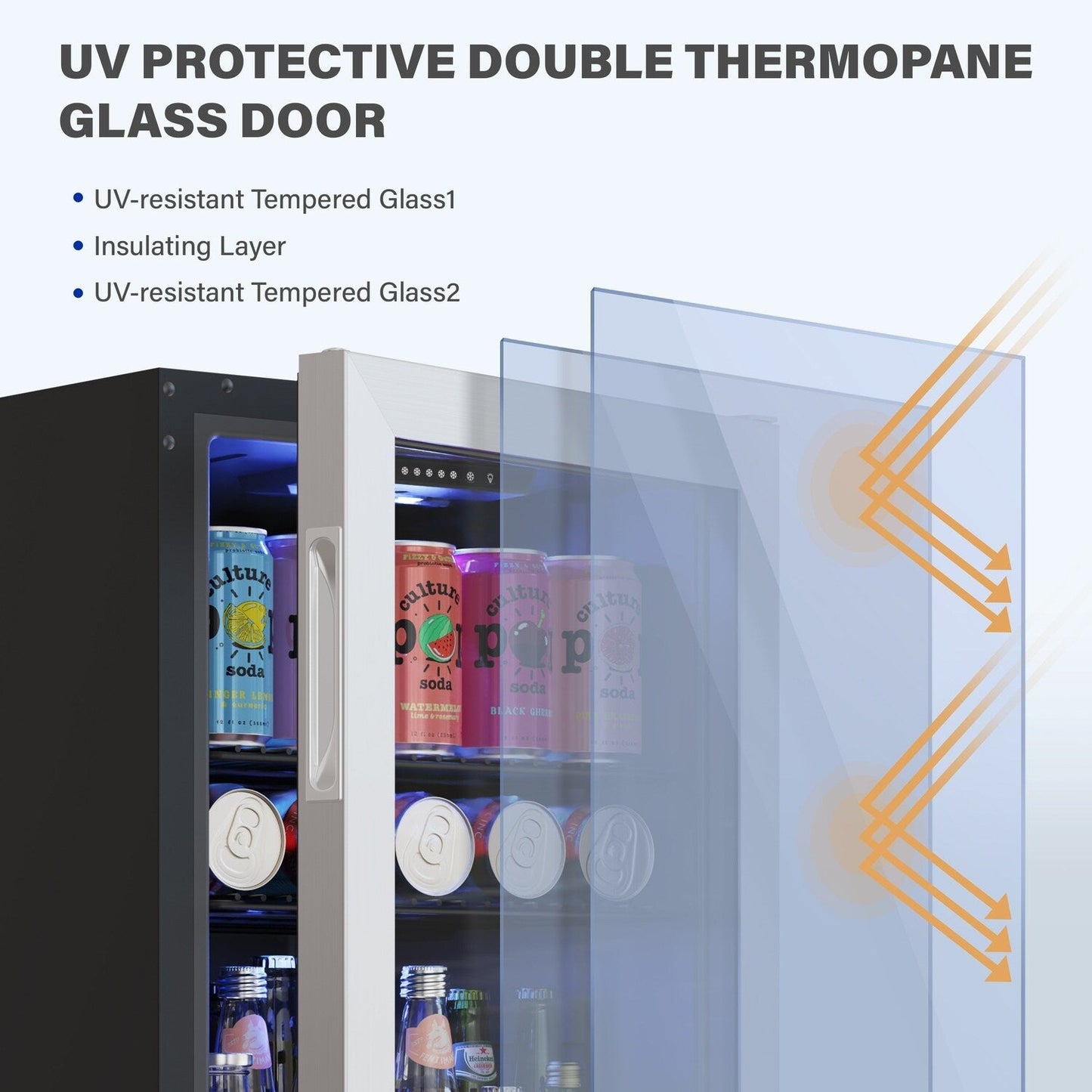 Yeego Réfrigérateur-glacière à boissons indépendant à 1 zone, 19 pouces, 140 canettes - 19 pouces