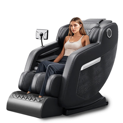 Fauteuil de massage inclinable à gravité zéro avec massage corporel complet, chauffage et audio Bluetooth intégré.