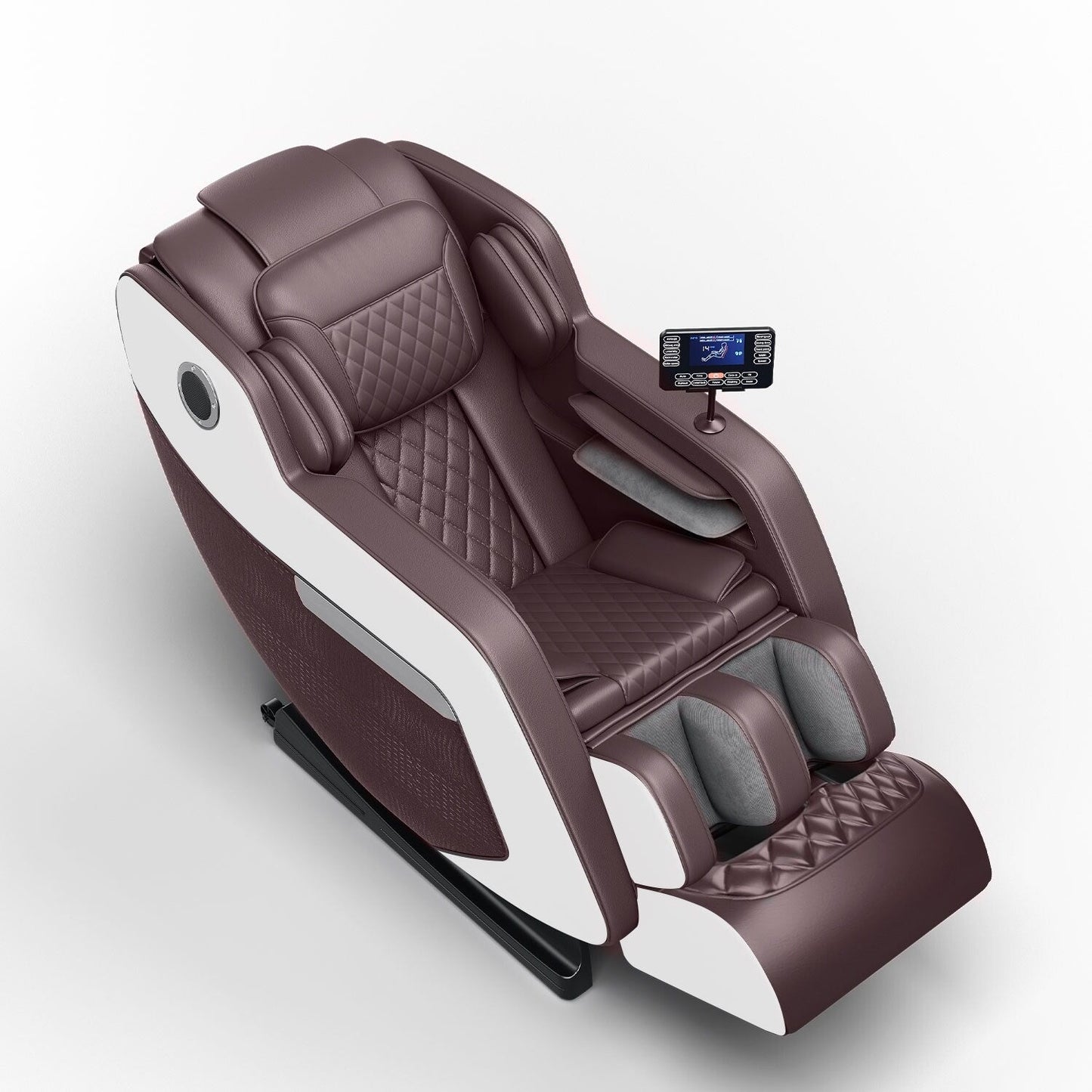 Fauteuil de massage inclinable à gravité zéro avec massage corporel complet, chauffage et audio Bluetooth intégré.