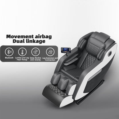 Fauteuil de massage inclinable à gravité zéro avec massage corporel complet, chauffage et audio Bluetooth intégré.